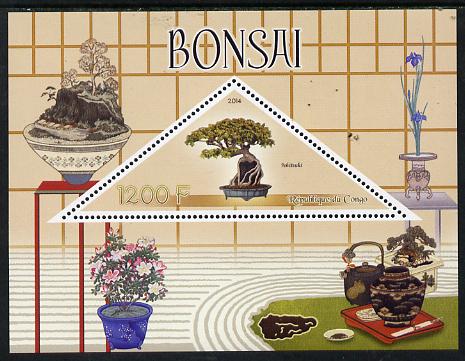 Congo 2014 Bonsai perf s/sheet containing one triangular-shaped value unmounted mint 
