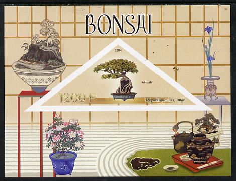 Congo 2014 Bonsai imperf s/sheet containing one triangular-shaped value unmounted mint 