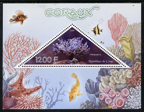 Congo 2014 Coral perf s/sheet containing one triangular-shaped value unmounted mint 