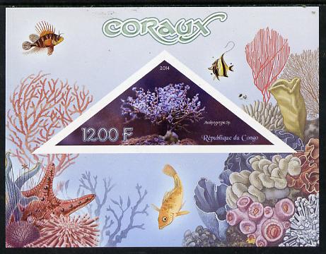 Congo 2014 Coral imperf s/sheet containing one triangular-shaped value unmounted mint 