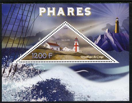 Congo 2014 Lighthouses perf s/sheet containing one triangular-shaped value unmounted mint 