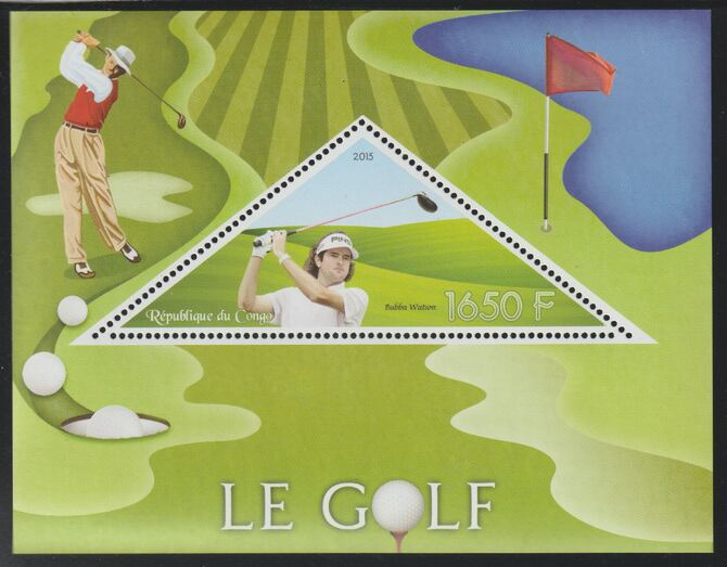 Congo 2015 Golf perf deluxe sheet containing one triangular value unmounted mint