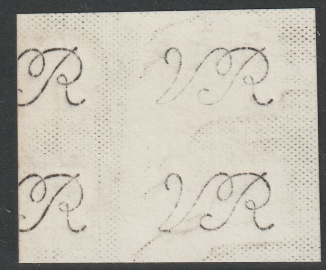 Cinderella - Watermark proof of VR in block wth 4 part impressions on thin card from Dandy Rollers, ex De La Rue atchive