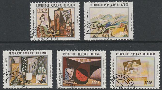 Congo 1981 Birth Centenary of Pablo Picasso perf set of 5 fine cds used, SG 816-20