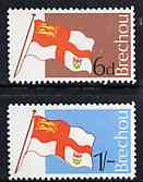 Brecqhou (British Local) 1969 Island's Flag 6d & 1s from definitive set (blocks pro rata) unmounted mint