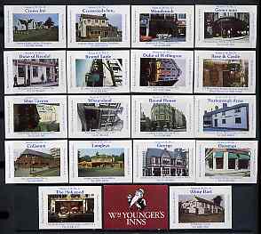 Match Box Labels - complete set of 18 + 1 Pubs & Inns, superb unused condition (Wm Youngers Inns)