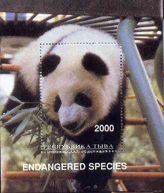 Touva 1997 Endangered Species (Panda) perf souvenir sheet (2000 value) unmounted mint