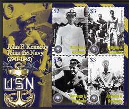 Antigua 2007 90th Birth Anniversary of John F Kennedy perf sheetlet of 4 (JFK Joins the Navy) unmounted mint, SG 4061a