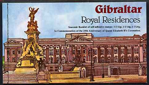Booklet - Gibraltar 1978 25th Anniversary of Coronation Â£1.15 self-adhesive booklet complete and pristine SG SB5