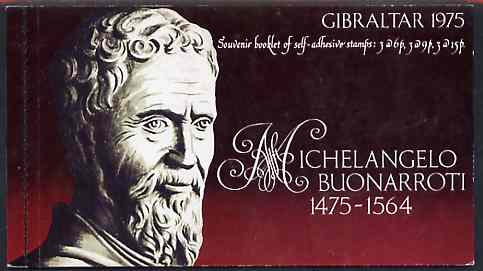 Booklet - Gibraltar 1975 Michelangelo 90p self-adhesive booklet complete with first day cancels SG SB4