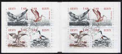 Booklet - Estonia 1992 Birds of the Baltic 8kr booklet complete containing two se-tenant blocks of 4 (2 sets) with first day commemorative cancel,