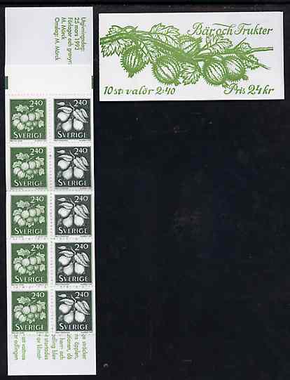Booklet - Sweden 1993 Fruits 24k booklet complete and pristine, SG SB457