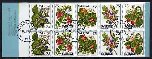 Booklet - Sweden 1977 Wild Berries 7k50 booklet complete with first day cancels, SG SB321