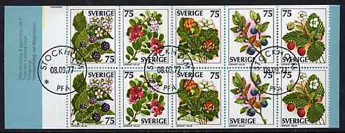 Booklet - Sweden 1977 Wild Berries 7k50 booklet complete with first day cancels, SG SB321