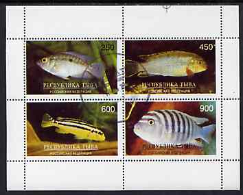 Touva 1996 Tropical Fish perf sheetlet containing complete set of 4 values cto used