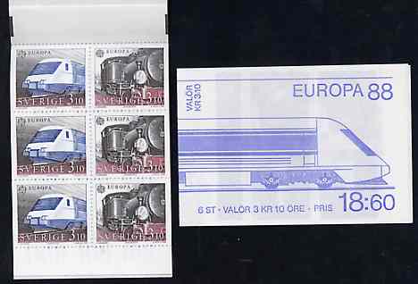 Booklet - Sweden 1988 Europa 18k60 booklet (Railways) complete and pristine, SG SB410