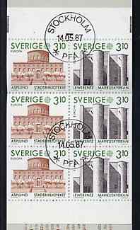 Booklet - Sweden 1987 Europa 18k60 booklet (Architecture) complete with first day cancels, SG SB398