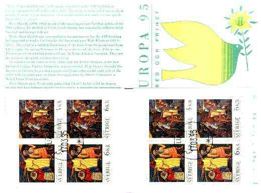Booklet - Sweden 1995 Europa 44k booklet (Peace & Freedom) complete with first day cancels