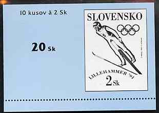 Booklet - Slovakia 1994 Lillehammer Winter Olympic Games 20k booklet (Ski Jumping pane of 10 x 2k) complete and fine SG SB3