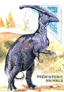 Somalia 1997 Prehistoric Animals miniature sheet containing triangular 1000s value cto used