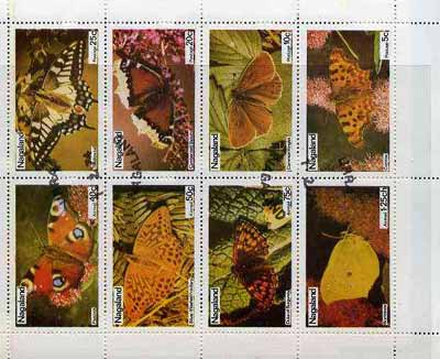 Nagaland 1974 Butterflies (Comma, Ringlet, Camberwell Beauty, Swallowtail, Brimstone, Duke of Burgundy, Fritillary & Peacock) perf,set of 8 values (5c to 1.25ch) cto used