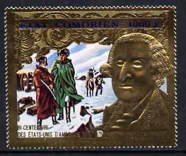Comoro Islands 1976 USA Bicentenary 1000f (George Washington) emossed in gold foil (perf) unmounted mint Mi 264