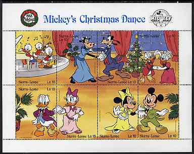 Sierra Leone 1988 Christmas - Mickey's Christmas Dance unmounted mint sheetlet containing set of 8 values, SG 1175a