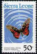 Sierra Leone 1991 Butterflies 50c (Graphium ridleyanus) with Country name in blue P14 unmounted mint, SG 1660