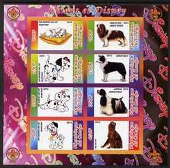 Congo 2010 Disney & Dogs imperf sheetlet containing 8 values with Scout Logo unmounted mint