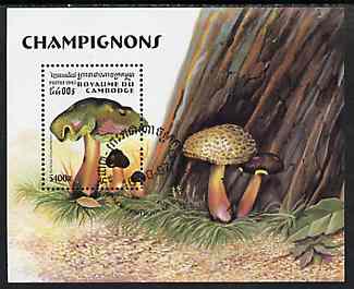 Cambodia 1997 Mushrooms perf miniature sheet containing 5400R value cto used
