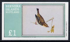 Bernera 1982 Birds #10 (Goldcrest) imperf,souvenir sheet (£1 value) unmounted mint