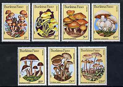 Burkina Faso 1985 Fungi unmounted mint complete set of 7, SG 820-26, Mi 1054-60*
