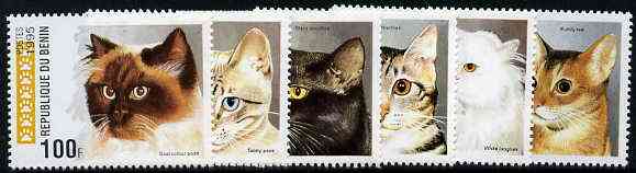 Benin 1995 Domestic Cats complete set of 6, SG 1298-1303, Mi 668-73 unmounted mint*