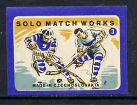 Match Box Labels - Ice Hockey (No.3 from 'Sport' set of 24) very fine unused condition (Czechoslovakian Solo Match Co Series)