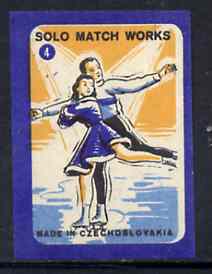 Match Box Labels - Figure Skating (No.4 from 'Sport' set of 24) very fine unused condition (Czechoslovakian Solo Match Co Series)