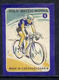 Match Box Labels - Cycling (No.9 from 'Sport' set of 24) very fine unused condition (Czechoslovakian Solo Match Co Series)