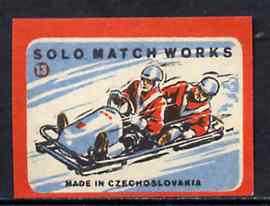 Match Box Labels - Bob Sled (No.13 from 'Sport' set of 24) very fine unused condition (Czechoslovakian Solo Match Co Series)