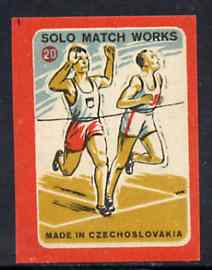 Match Box Labels - Running (No.20 from 'Sport' set of 24) very fine unused condition (Czechoslovakian Solo Match Co Series)