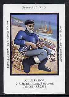 Match Box Labels - Jolly Sailor (No.3 from a series of 18 Pub signs) very fine unused condition (Lanchester Taverns)