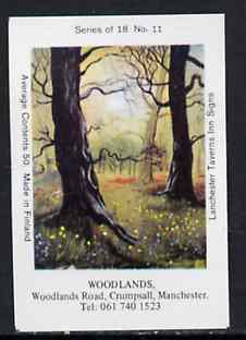 Match Box Labels - Woodlands (No.11 from a series of 18 Pub signs) very fine unused condition (Lanchester Taverns)