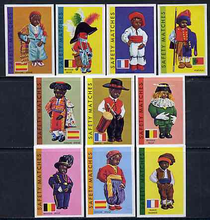 Match Box Labels - complete set of 10 Costumes of the World superb unused condition (Belgian)