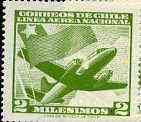 Chile 1960 Martin 2-0-2 & Chilean Flag 2m yellow-green unmounted mint, SG 498*