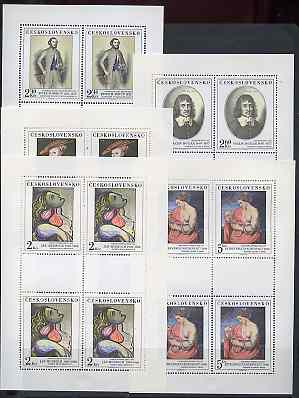 Czechoslovakia 1977 Paintings (12th series) set of 5 each in unmounted mint sheetlets of 4 plus 2 blank labels, SG 2375-79, Mi 2413-17