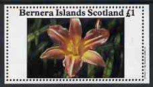 Bernera 1982 Flowers #11 (Lily) imperf souvenir sheet (Â£1 value) unmounted mint