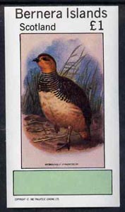 Bernera 1982 Partridge imperf souvenir sheet (Â£1 value) unmounted mint
