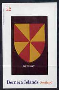 Bernera 1982 Heraldry #2 (Gyronny) imperf deluxe sheet (Â£2 value) unmounted mint