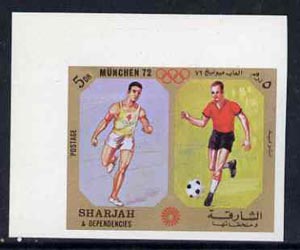 Sharjah 1972 Football & Running (5Dh) from Olympic Sports imperf set of 10 unmounted mint, Mi 942B