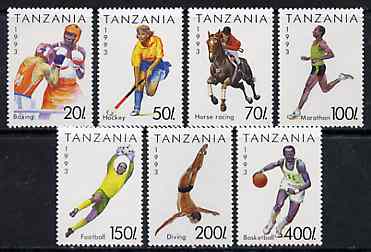 Tanzania 1993 Summer Sports unmounted mint set of 7, SG 1506-12, Mi 1467-73