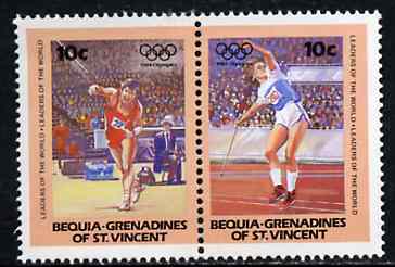 St Vincent - Bequia 1984 Javelin 10c se-tenant pair from Olympics (Leaders of the World) set of 8,unmounted mint
