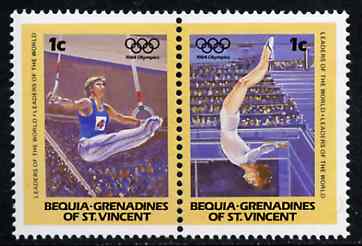 St Vincent - Bequia 1984 Gymnastics 1c se-tenant pair from Olympics (Leaders of the World) set of 8 unmounted mint